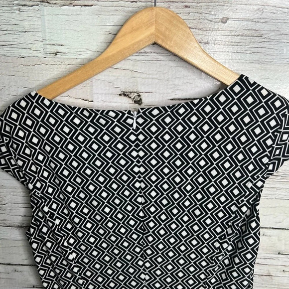 Anne Klein white  black dress size 8 pattern print career - Picture 7 of 8